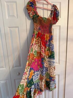 FARM Rio Multicolor Patchwork Floral Maxi Dress